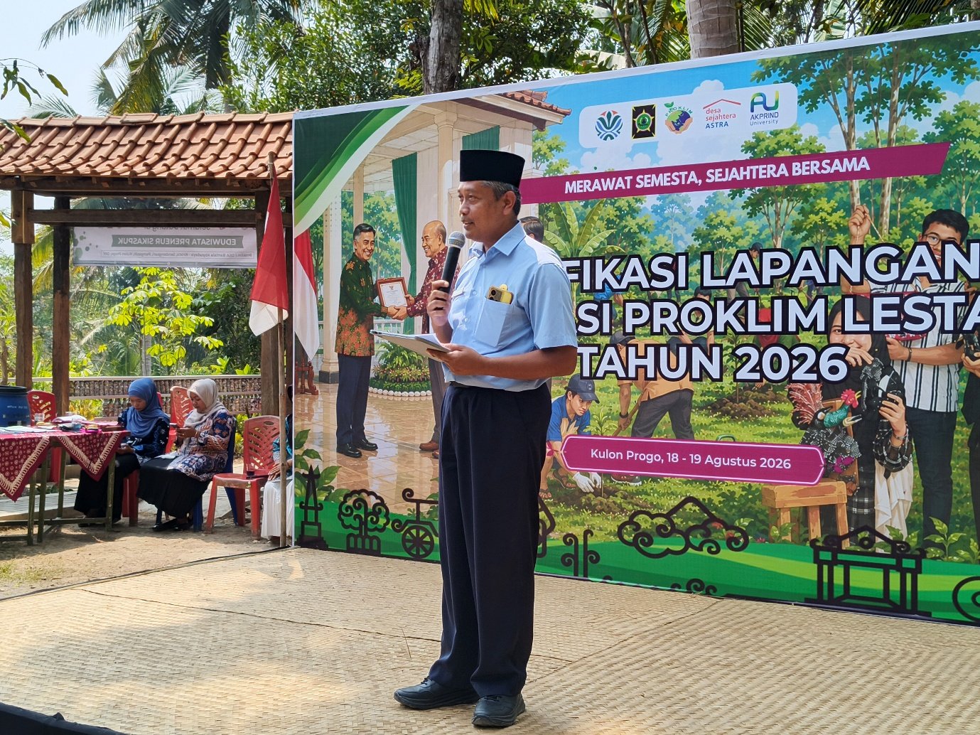 Sambutan Ketua Proklim Bantala Abyudaya Sugiyanto pada pembukaan Verifikasi Lapangan Nominasi ProKlim Lestari 2026 di Sendangsari Pengasih Kulon Progo